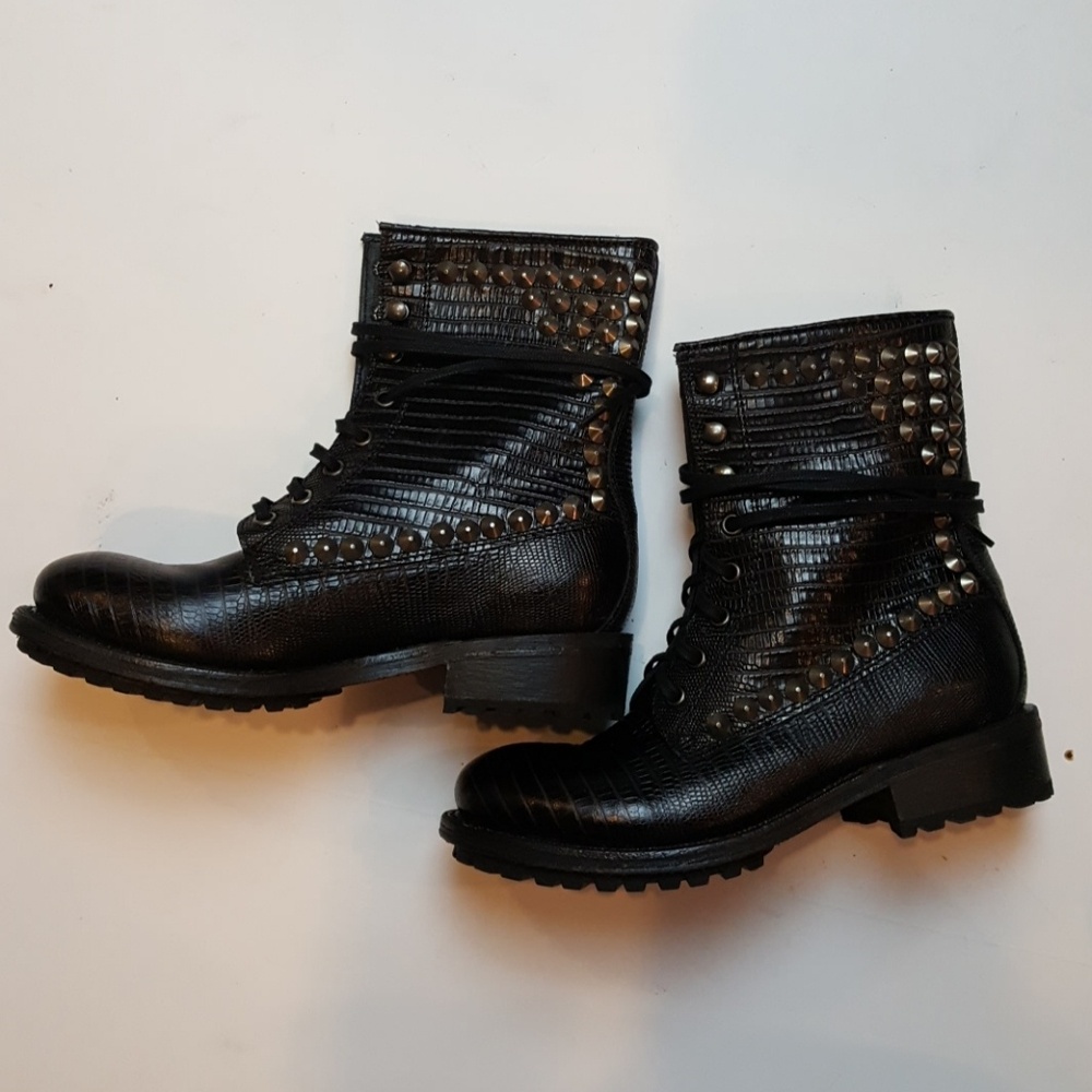 Ash Black Studded Combat Boots